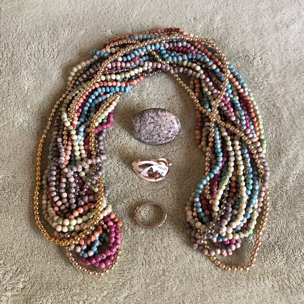 Twist A Bead necklaces clasps bundle stone metal plastic multicolor Vintage 80s